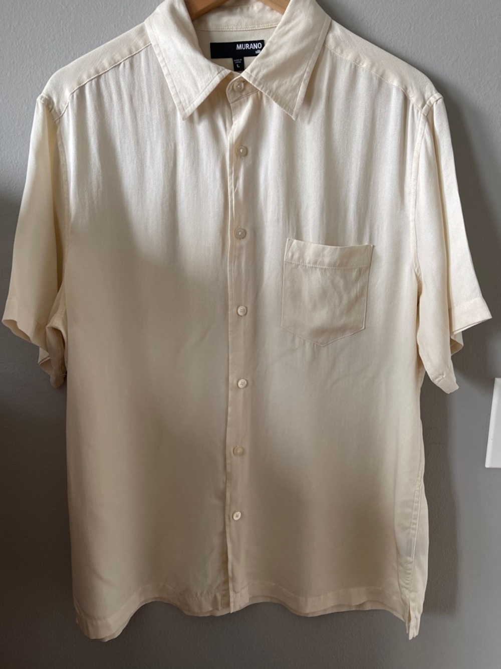 Murano silk button down shirt cream L